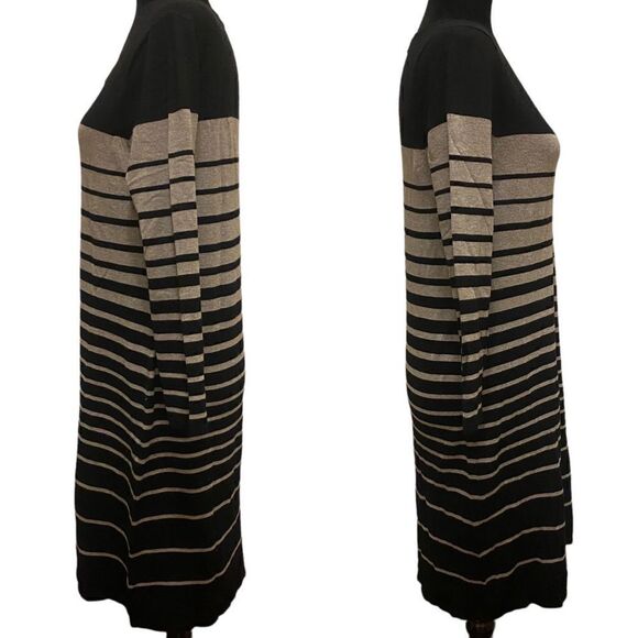 Spense Black‎ and Gray Striped Dress Long Sleeve Dress Size Medium - Picture 3 of 11